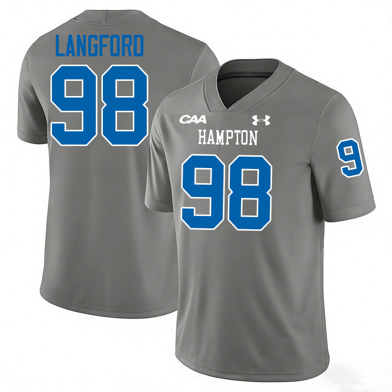 Hampton Pirates #98 Kendall Langford College Football Jerseys,Uniforms-Grey